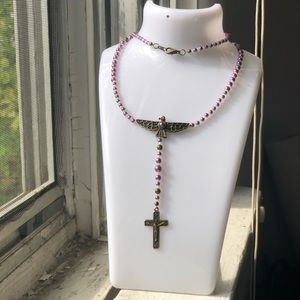 Purple Phoenix rosary necklace